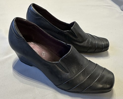 Clarks black leather wedge - clarks,