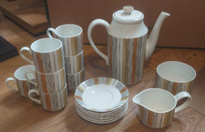 Midwinter Sienna Mid-Century Set, coffee pot, cups, saucers, sugar bowl, milk