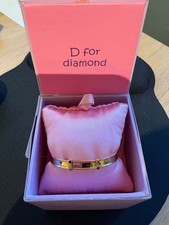 9ct Gold Baby Solid D is for Diamond Christening  Expandable Bangle