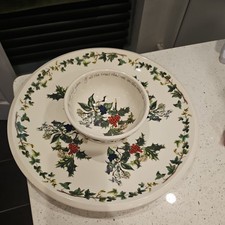 NEW Portmeirion Christmas The Holly and The Ivy 14” Round Serving Plate Dip Bowl