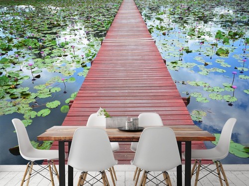 Pond bridge r2041 wallpaper - 3d,