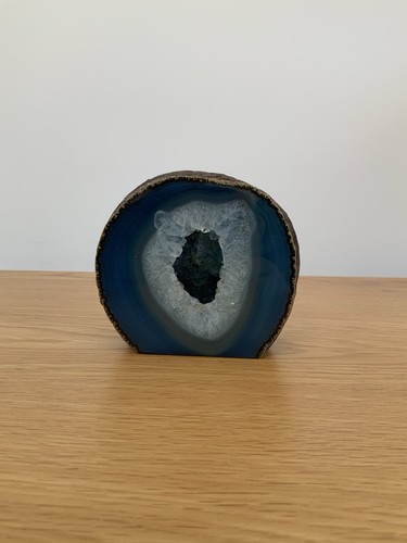 Blue agate geode crystal - blue,