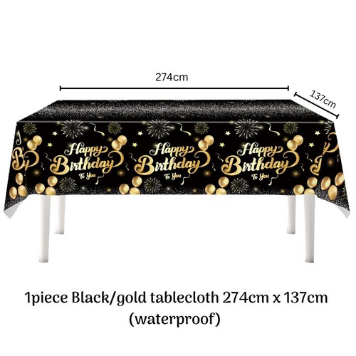 Birthday tablecloth black - birthday,