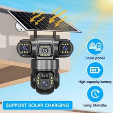 16MP 4 CAMERAS Solar 4G PTZ Security Camera 6K 16MP 4-Lens Night Vision 10x Zoom