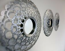 3pc Distressed Mirrors Silver Moroccan Hanging Wall Decor Home Decoration Round