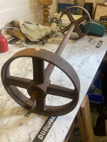 Pair cast iron trolley wheels
