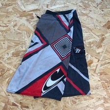 Vintage 2000s O'Neill Black Baggy Cargo Board Summer Swim Shorts Wax Comb W38