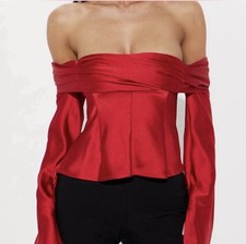 Fashion Nova Red satin off the