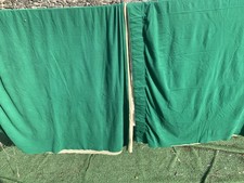 2 Vintage Retro Dark Green Nylon Velour Fabric Reclaimed Curtains ( 30 plb