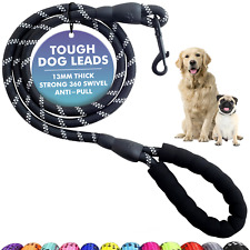 Strong Dog Lead, Reflective Rope Leash with Padded Comfort Handle for Large Dogs