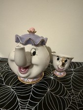 Disney Mrs. Potts Teapot & Chip Tea Cup Set beauty and the Beast Tableware Mint
