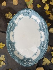 Alfred Meakin Large Green Band Oval Platter Vintage England China Serving Tray