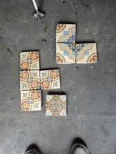 8 Antique Encaustic Tiles.. Pre Used..as Seen And Photographed