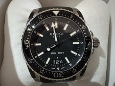 Gucci Dive 45mm Silver Stainless Steel Case with Black Resin Band Watch