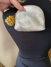 Cute Little White Stuff Purse With Yellow Leather Bobble Beautiful