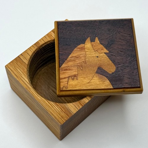 Vintage wooden horse - wooden, inlay