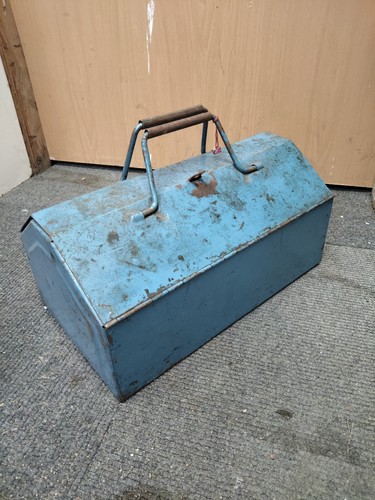 Vintage metal toolbox - vintage, tray