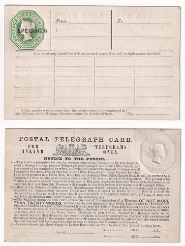 Specimen 1872 postal telegraph - 1872,