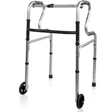 Folding Walking Frame With Wheels Mobility Walker Adjustable Zimmer Frame UK