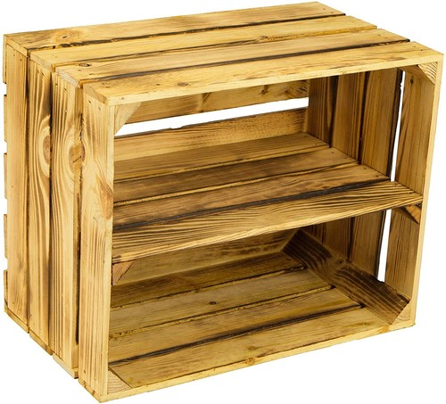 Large wooden burnt crate - wooden,