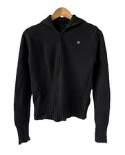 Women’s Polo Ralph Lauren Black Knitted Half Zip Wool Cotton Jumper Size M