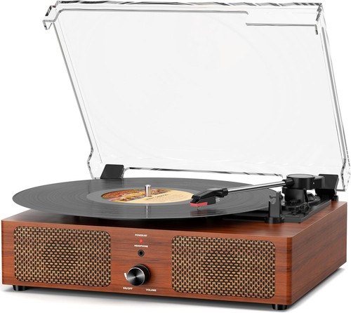 Vintage wooden record player - vintage,
