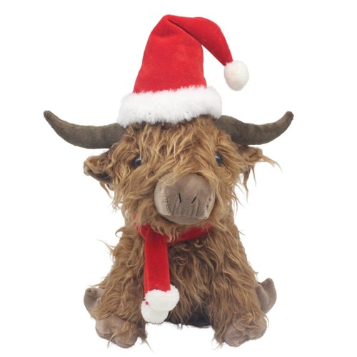 Christmas highland cow - cow, door