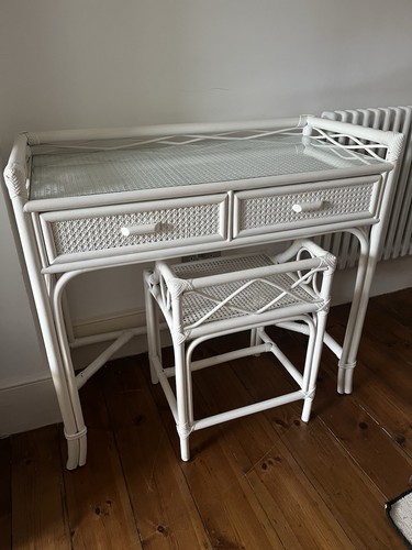 White wicker dressing table - white,