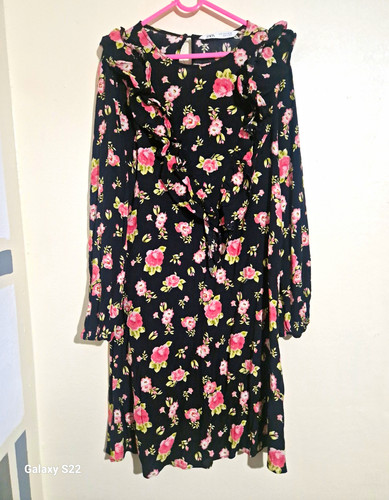 Zara black floral fit flare - floral,