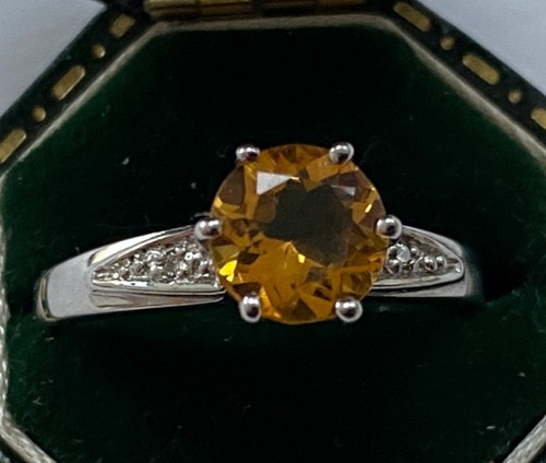 9ct white gold citrine - white,
