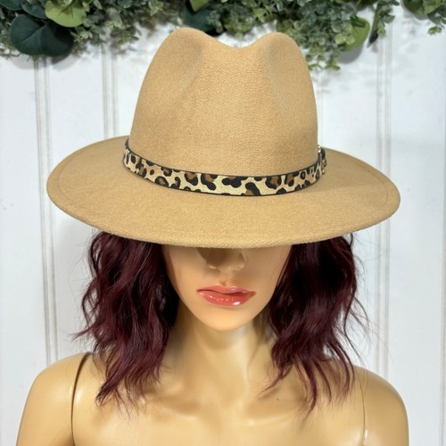 Leopard fedora hat tan - hat,