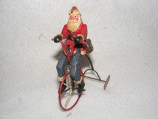 ANTIQUE CHRISTMAS TREE DECORATION SANTA CLAUSE TRICYCLE CARVED WOOD & WIRE