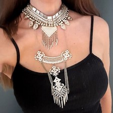 Ladies Topshop Freedom Chunky Gold Colour Statement Necklace Costume Jewellery