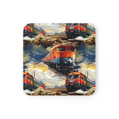 Cork back coaster - cork, train