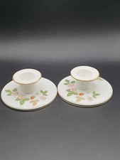 2 x Wedgwood Wild Strawberry Candle stick Holders Bone China