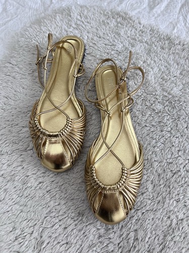 Zara gold tie - gold, flats
