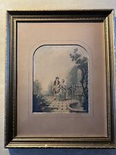 Antique 1854 - Baxter Method Print By Le Blond. Meeting  In The Garden.