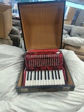 Galotta 12 Bass Piano Accordion Red Colour In Case Vintage Collect SS0
