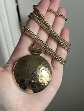 Veronese Sterling Silver Gold Gilt Popcorn Chain With Large Disc Pendant