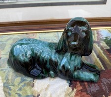 Vintage Blue Mountain Pottery - Resting setter Dog Blue Green Drip Glaze Canada