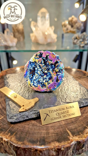 Titanium aura quartz geode - aura,