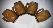 Vintage Set of 4 Brown Barrel