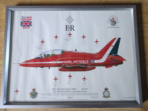 Signed 2012 red arrows print - red,