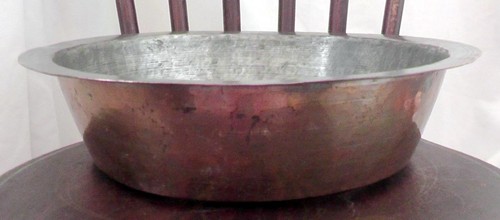 Large copper tinned dish - copper,
