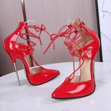 Extreme 61/2" Needle Heel Single Sole Stiletto Sandals In Red UK Size 10 BNWB