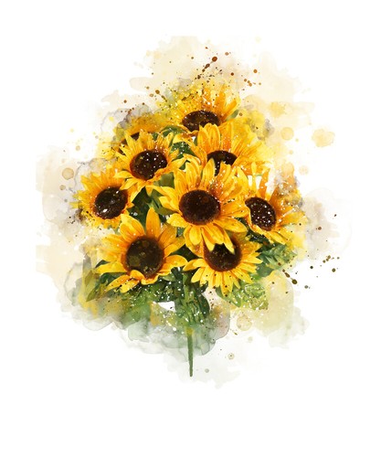 Sunflower bouquet wall art - sunflower, a4