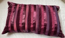 Lovely NEXT Plum Purple / Burgundy Velvet & Satin Striped Cushion, New