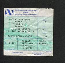 U2 Waterboys 1984 Concert Ticket Stub Birmingham UK The Unforgettable Fire 