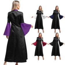 UK Womens Halloween Elegant Priest Mandarin Collar Church Robe Graduation Robe
