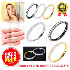 Nose Ring Clicker Hinge Segment CZ Crystal Hoop Small Nose Ear Ring 6mm 8mm 10mm